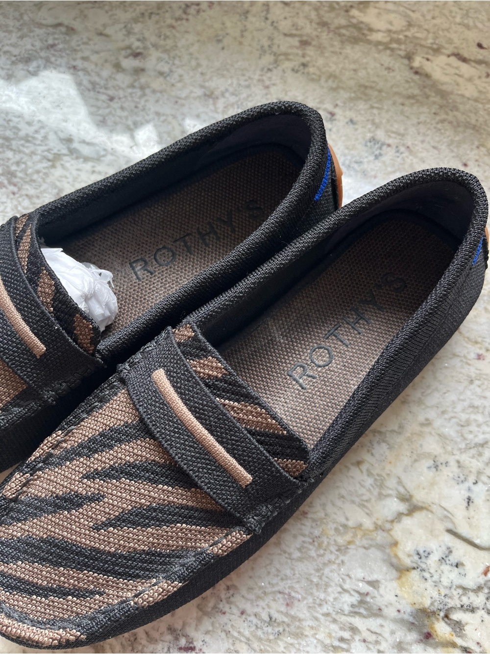 Rothy's Black and Brown Zebra-Print Driving Loafers - Picture 2 of 4